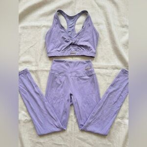 Whitney Simmons x Gymshark Sports Bra and Leggings Set Wildflower Purple Size SM